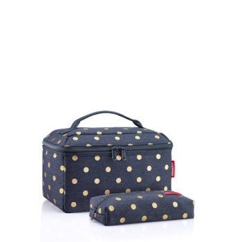 Beautycase Set metallic dots blue